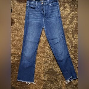 MOTHER jeans-cropped with distressed hem